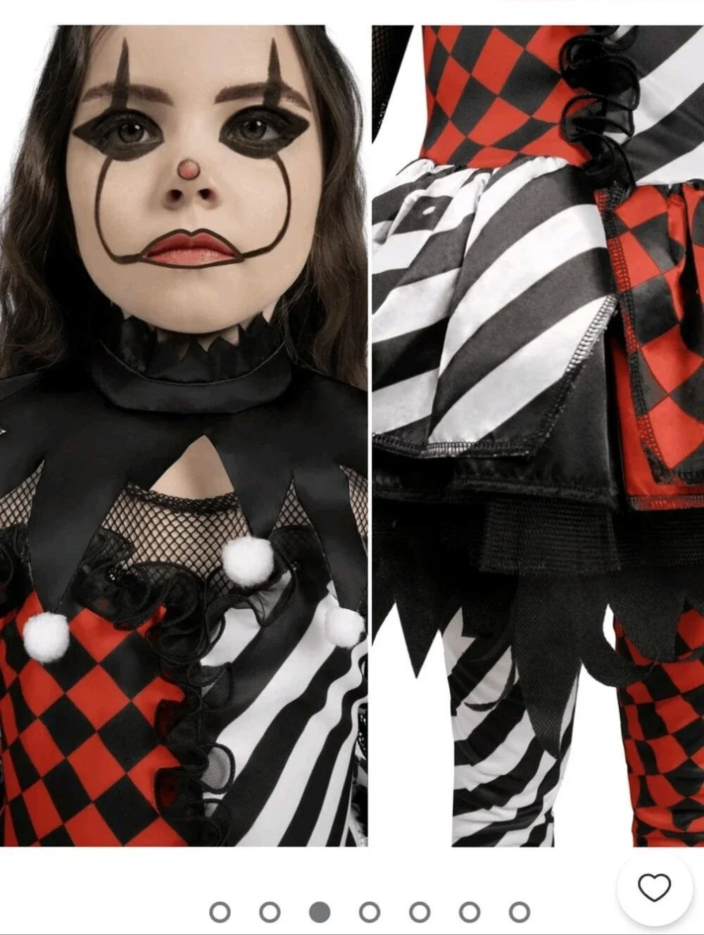 Joyfy Girls Clown Costume Small Black Red Evil Jester Goth Halloween